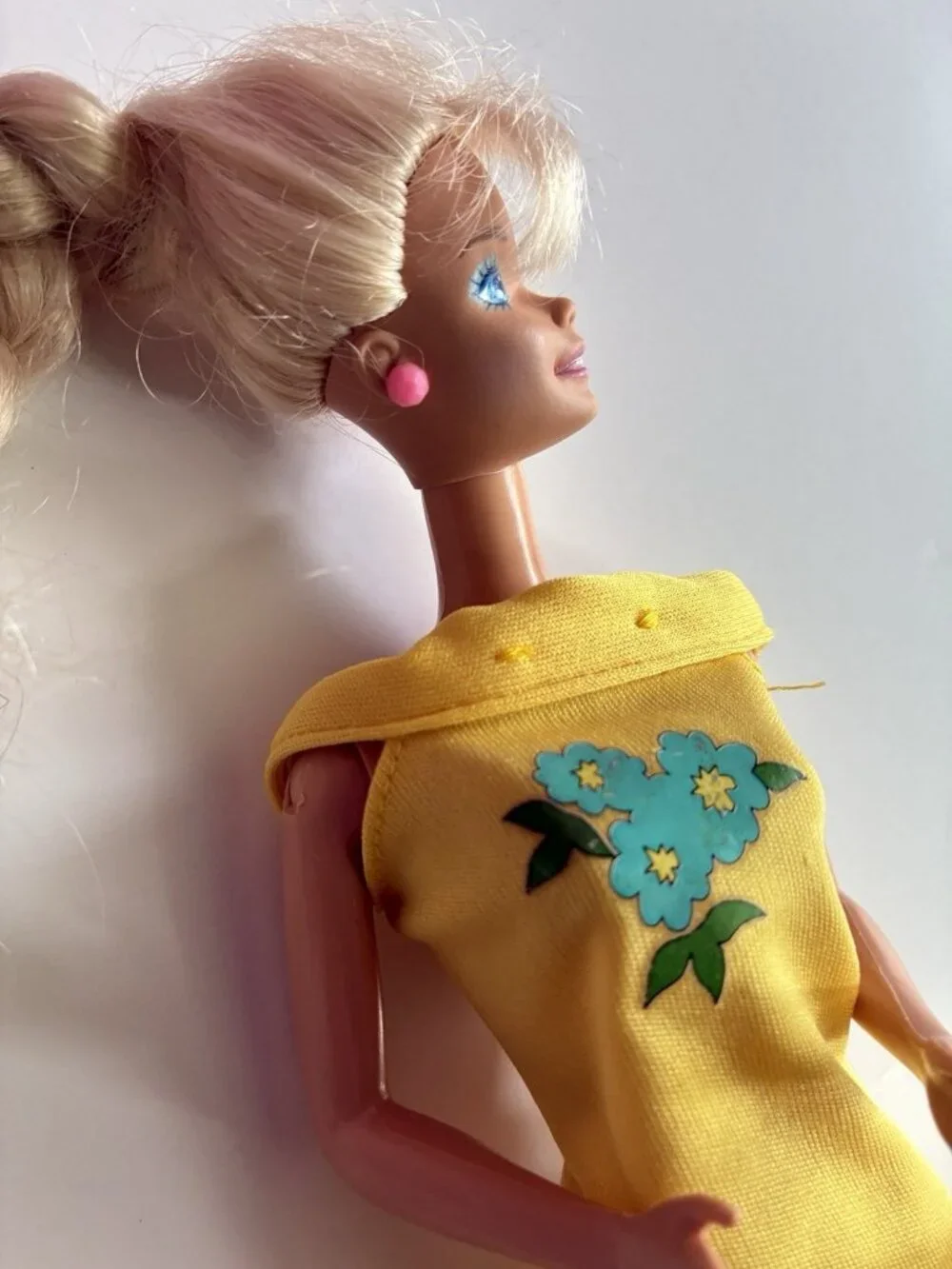 Vintage Fashion Doll Yellow Ruffle Dress Floral Mod Outfit Clothing Only